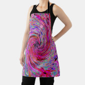 カッコいい抽象芸術レトロホットピンクと赤フローラ旋回 エプロン (インサイチュ)