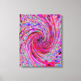 カッコいい抽象芸術レトロホットピンクと赤フローラ旋回 キャンバスプリント