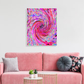 カッコいい抽象芸術レトロホットピンクと赤フローラ旋回 キャンバスプリント (インサイチュ (リビング))