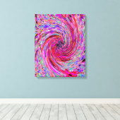 カッコいい抽象芸術レトロホットピンクと赤フローラ旋回 キャンバスプリント (インサイチュ (ウッドフロア))