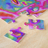 カッコいい抽象芸術レトロホットピンクと赤フローラ旋回 ジグソーパズル (側面)