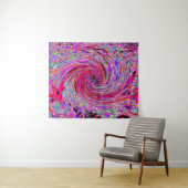 カッコいい抽象芸術レトロホットピンクと赤フローラ旋回 タペストリー (インサイチュ(横))