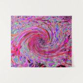 カッコいい抽象芸術レトロホットピンクと赤フローラ旋回 タペストリー (正面(横))