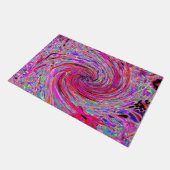 カッコいい抽象芸術レトロホットピンクと赤フローラ旋回 ドアマット (アングル)