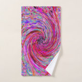 カッコいい抽象芸術レトロホットピンクと赤フローラ旋回 バスタオルセット (ハンドタオル)