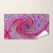 カッコいい抽象芸術レトロホットピンクと赤フローラ旋回 バスタオルセット (ハンドタオル)