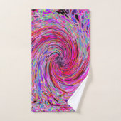 カッコいい抽象芸術レトロホットピンクと赤フローラ旋回 バスタオルセット (ハンドタオル)