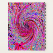 カッコいい抽象芸術レトロホットピンクと赤フローラ旋回 プランナー手帳 (裏面)