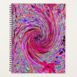 カッコいい抽象芸術レトロホットピンクと赤フローラ旋回 プランナー手帳