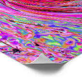 カッコいい抽象芸術レトロホットピンクと赤フローラ旋回 ポスター (角)