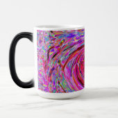 カッコいい抽象芸術レトロホットピンクと赤フローラ旋回 モーフィングマグカップ (左)