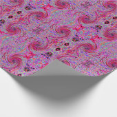 カッコいい抽象芸術レトロホットピンクと赤フローラ旋回 ラッピングペーパー (角)