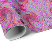 カッコいい抽象芸術レトロホットピンクと赤フローラ旋回 ラッピングペーパー (ロールコーナー)