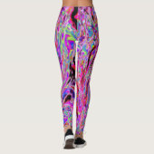 カッコいい抽象芸術レトロホットピンクと赤フローラ旋回 レギンス (裏面)