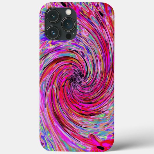 カッコいい抽象芸術レトロホットピンクと赤フローラ旋回 Case-Mate iPhoneケース (裏面)