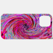 カッコいい抽象芸術レトロホットピンクと赤フローラ旋回 Case-Mate iPhoneケース (裏面 (横))