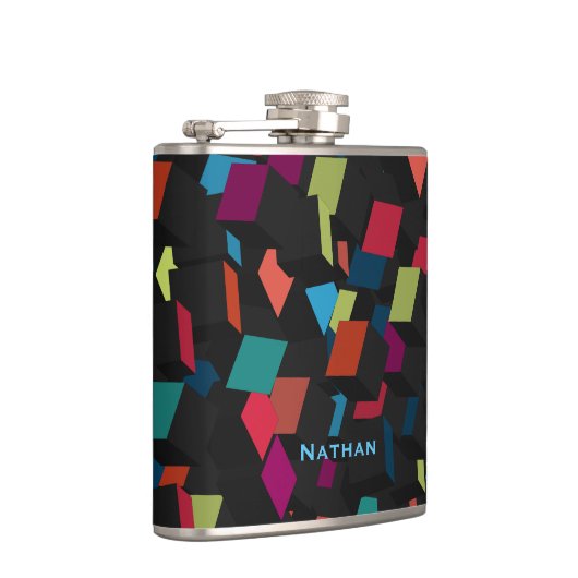 カッコいい抽象芸術幾何学的キューブのパタパーソナライズされたーン フラスク (右)
