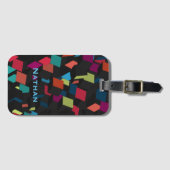 カッコいい抽象芸術幾何学的キューブのパタパーソナライズされたーン ラゲッジタグ (正面横)