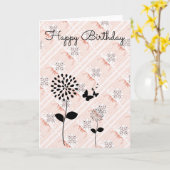 カッコいい抽象芸術花誕生日カード カード (黄色い花)