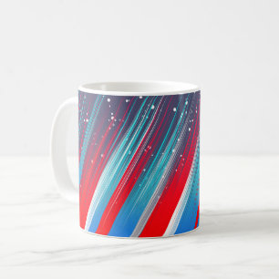 カッコいい抽象芸術赤白青ブラシストローク コーヒーマグカップ