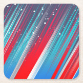 カッコいい抽象芸術赤白青ブラシストローク スクエアペーパーコースター (正面)
