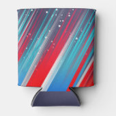 カッコいい抽象芸術赤白青ブラシストローク 缶クーラー (正面)