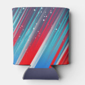 カッコいい抽象芸術赤白青ブラシストローク 缶クーラー (裏面)