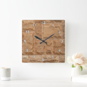 カッコいい数々の形石壁 スクエア壁時計 (ホーム)