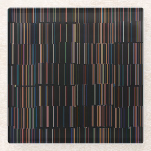 カッコいい数々の色のストライプの模様 ガラスコースター (正面)