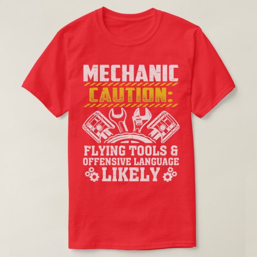 カッコいい整備士男性へドラッグレース車庫 Tシャツ (デザイン正面)