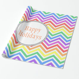 カッコいい明るい虹のシェブロン幸せな休日プレゼント ラッピングペーパー