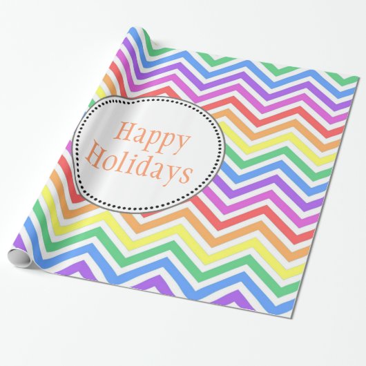 カッコいい明るい虹のシェブロン幸せな休日プレゼント ラッピングペーパー (アンロールド)