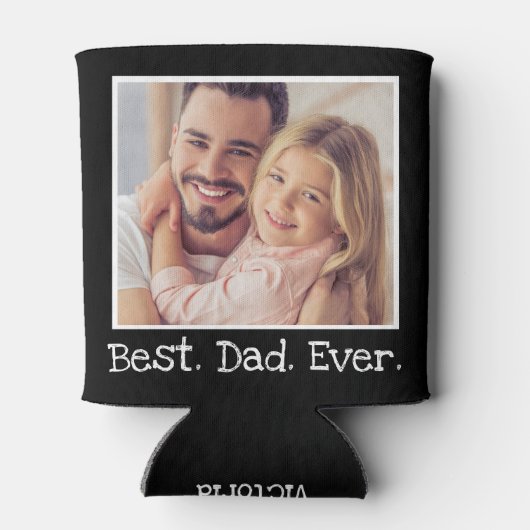 カッコいい最高のパパEver Photoパーソナライズされた白黒 缶クーラー (裏面)