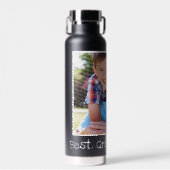 カッコいい最高のGrandpa Ever写真黒パーソナライズされた色 ウォーターボトル (正面)