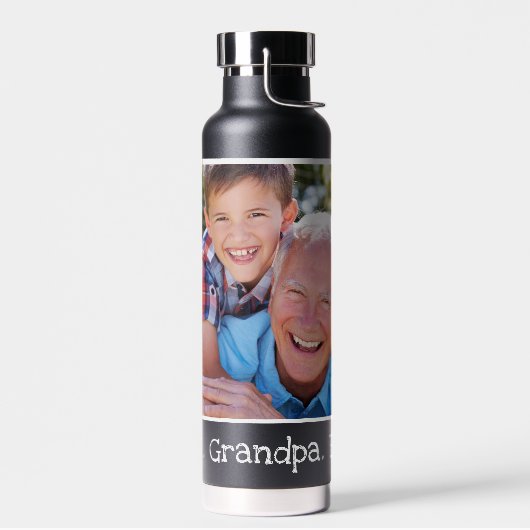 カッコいい最高のGrandpa Ever写真黒パーソナライズされた色 ウォーターボトル (左面)