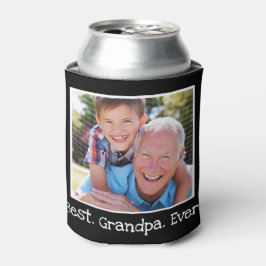 カッコいい最高のGrandpa Ever写真黒パーソナライズされた色 缶クーラー