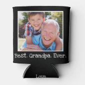 カッコいい最高のGrandpa Ever写真黒パーソナライズされた色 缶クーラー (正面)