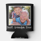 カッコいい最高のGrandpa Ever写真黒パーソナライズされた色 缶クーラー (裏面)