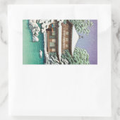 カッコいい東日本の羽水川瀬の冬のシーン 長方形シール (バッグ)