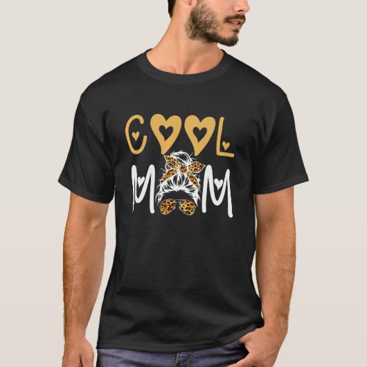 カッコいい母ヒョウ乱雑Bun母おばあちゃん母の生活 Tシャツ (正面)