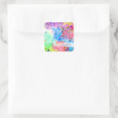 カッコいい水彩孔雀の羽抽象芸術 スクエアシール (バッグ)