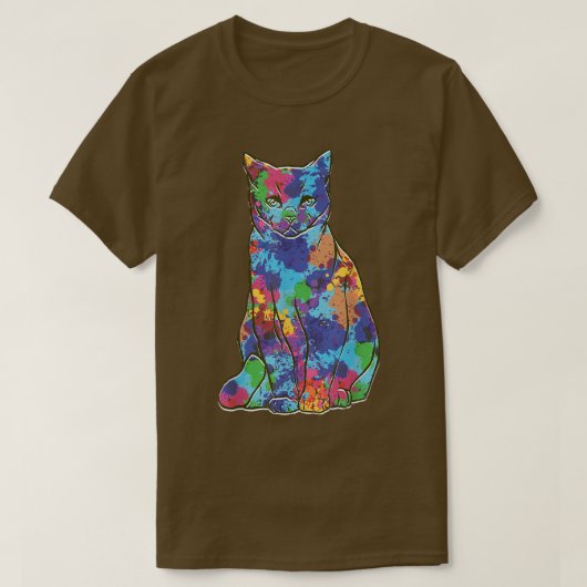 カッコいい水彩猫をテーマにしたアーカラフルトスタイルキット Tシャツ (デザイン正面)