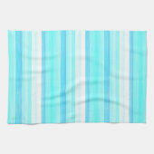 カッコいい海ブルーアクアターコイズ水彩ストライプ キッチンタオル (横)
