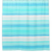 カッコいい海ブルーアクアターコイズ水彩ストライプ シャワーカーテン (正面)
