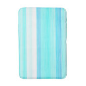 カッコいい海ブルーアクアターコイズ水彩ストライプ バスマット (正面縦)