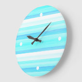 カッコいい海ブルーアクアターコイズ水彩ストライプ ラージ壁時計 (傾斜)