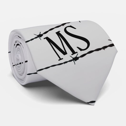 カッコいい灰色の白い黒の有刺線パターンのモノグラム ネクタイ (ロール)