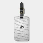 カッコいい灰色の白い黒の有刺線パターンのモノグラム ラゲッジタグ (正面縦)
