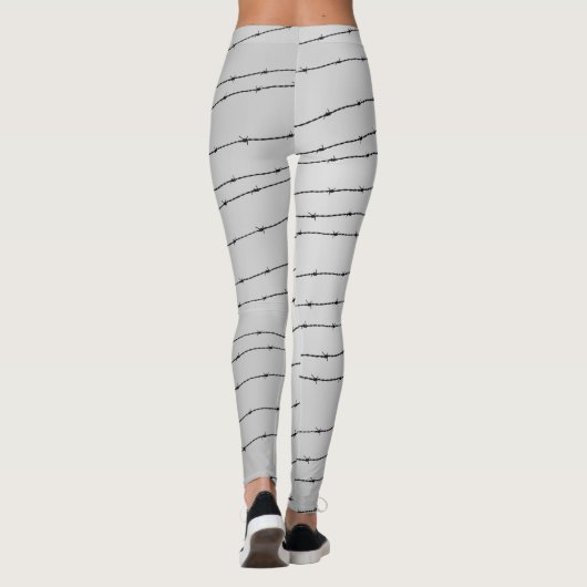 カッコいい灰色の白い黒の有刺線パターンのモノグラム レギンス (裏面)
