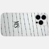 カッコいい灰色の白い黒の有刺線パターンのモノグラム Case-Mate iPhoneケース (裏面 (横))